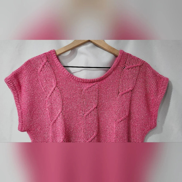 VTG Bubblegum Pink Womens Cable‎ Knit Sweater Size XS/S Preppy Retro 80s - Picture 4 of 6